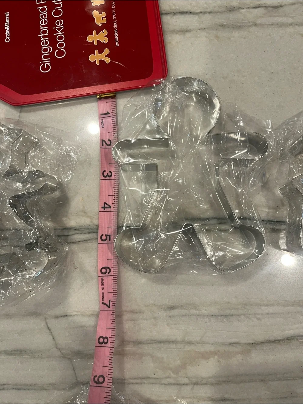 Crate&Barrel Gingerbread Family Cookie Cutter Set with Tin